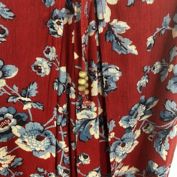 Vtg Y2K Denim & Supply Wide Leg Wrap Pants Pull On  Sz XS Floral Red Boho Vacay - Picture 8 of 10